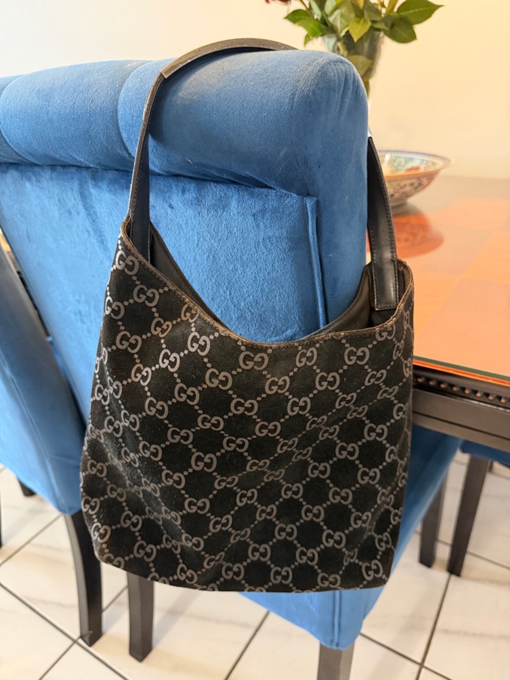 Gucci Black and Brown GG Canvas Shoulder Bag